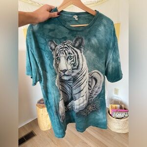 Tiger print tie dye T shirt